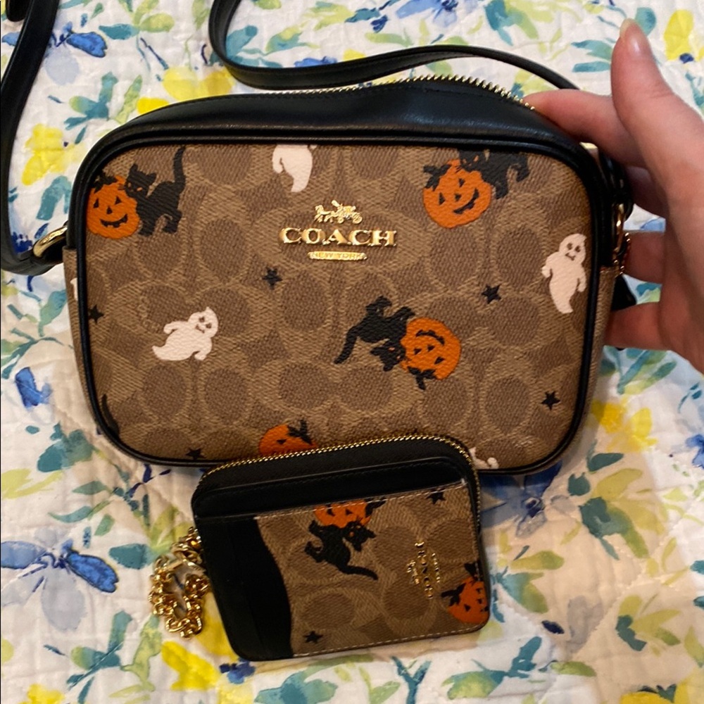 Coach Tan and Black Halloween Crossbody Set